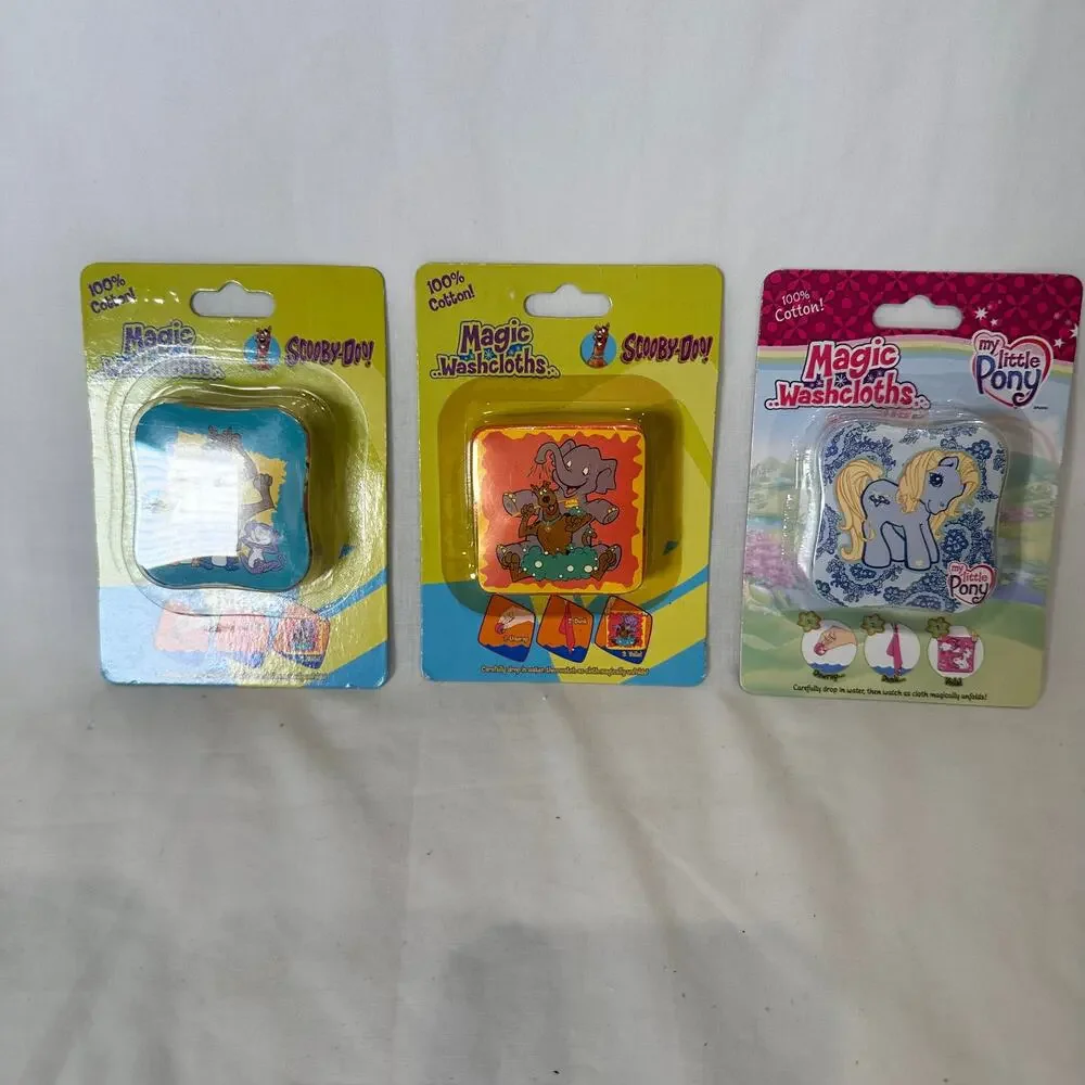 New in Package Set of 3 Magic Washcloths Vintage 2006 Scooby Doo My Little Pony